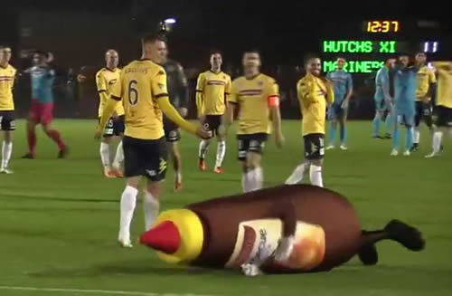 Aussie player Brent Griffiths sent off for tackle on BBQ sauce bottle