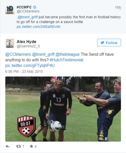 Aussie player Brent Griffiths sent off for tackle on BBQ sauce bottle