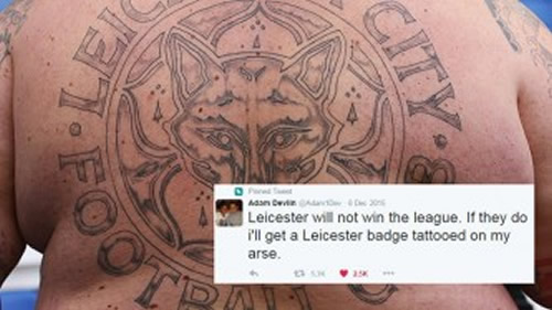 Man seriously regretting tattoo promise now Leicester have won the league